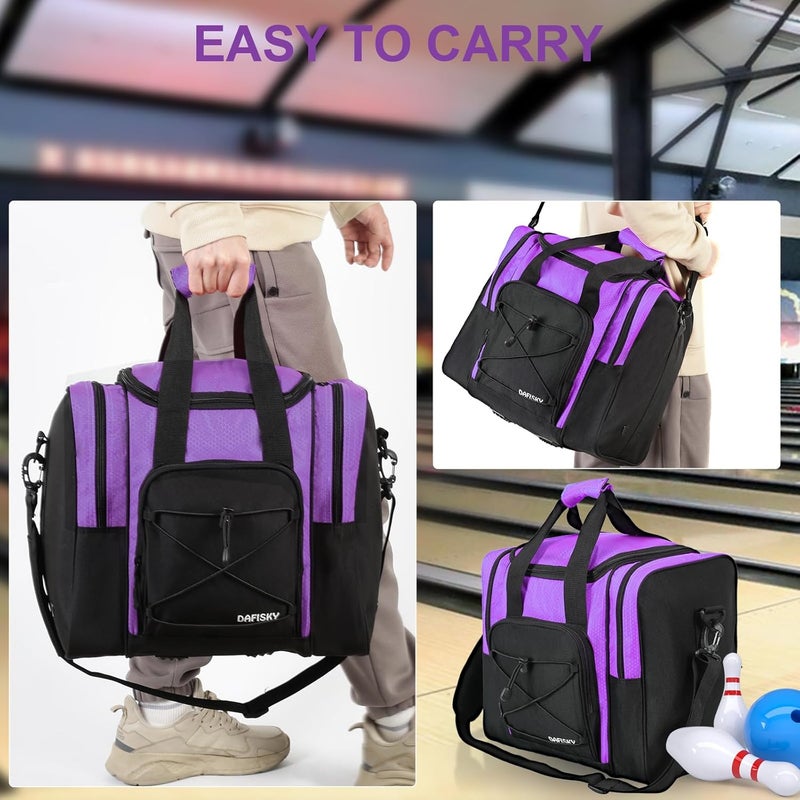 DAFISKY Bowling Ball Bag for Single Ball - Bowling Bag Tote for 1 Ball and Shoes with Padded Holder, 2 Pockets Fits Men & Women bowling Shoes Up To Mens Size 14 - Image 5